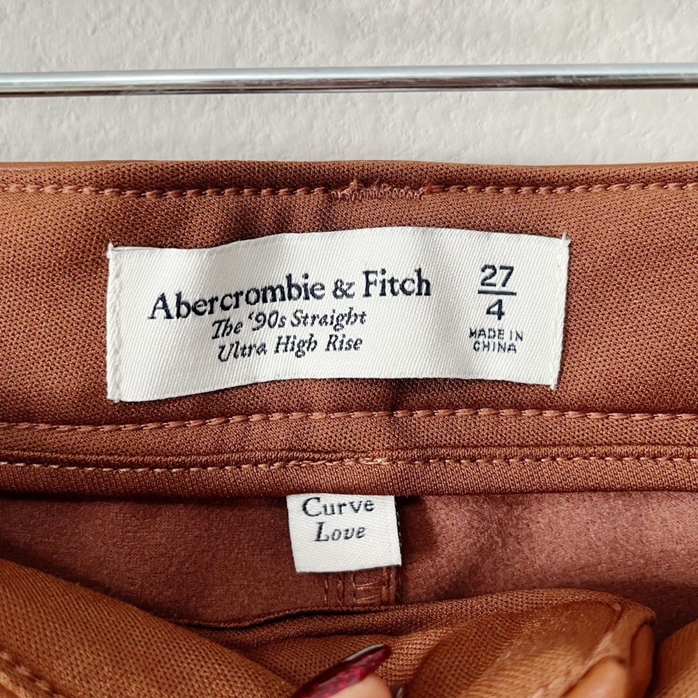 Abercrombie & Fitch Vegan Leather 90s Straight Ultra High Rise Pant Brown 27/4 - Picture 13 of 16